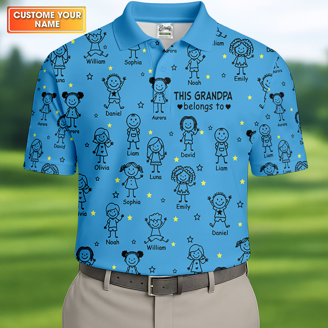 This Grandpa Dad Belongs To Kids Pet Blue Golf Shirt, Polo ShirtFor Men, Golf Gift For Men