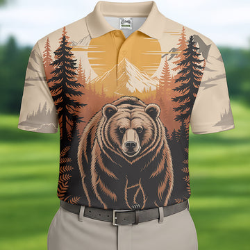 Native Heritage Wild Bear Golf Tops For Men, Native American Ancestry Polo Shirt Men, Indigenous Peoples Month