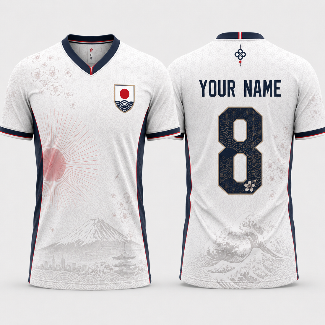 Japan Team Fooball Shirt, Japanesse Symbol V-NeckMen Football Lover, Soccer Fan Football Gifts