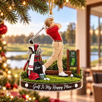 Custom Golfer Acrylic Ornament, Holiday Ornaments, Golf Lover Gifts