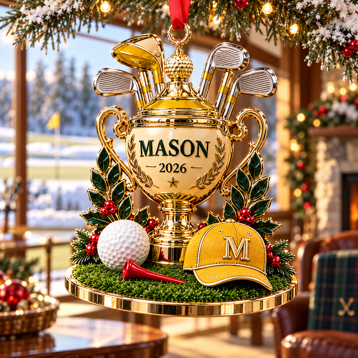 Custom Golf Trophy Acrylic Ornament, Christmas Tree Decor, Gifts For Dad