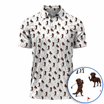 Chocolate Labrador Middle Finger Golf Shirt, Funny Lab Pattern Golf Shirt, Dog Lover Golf Gift
