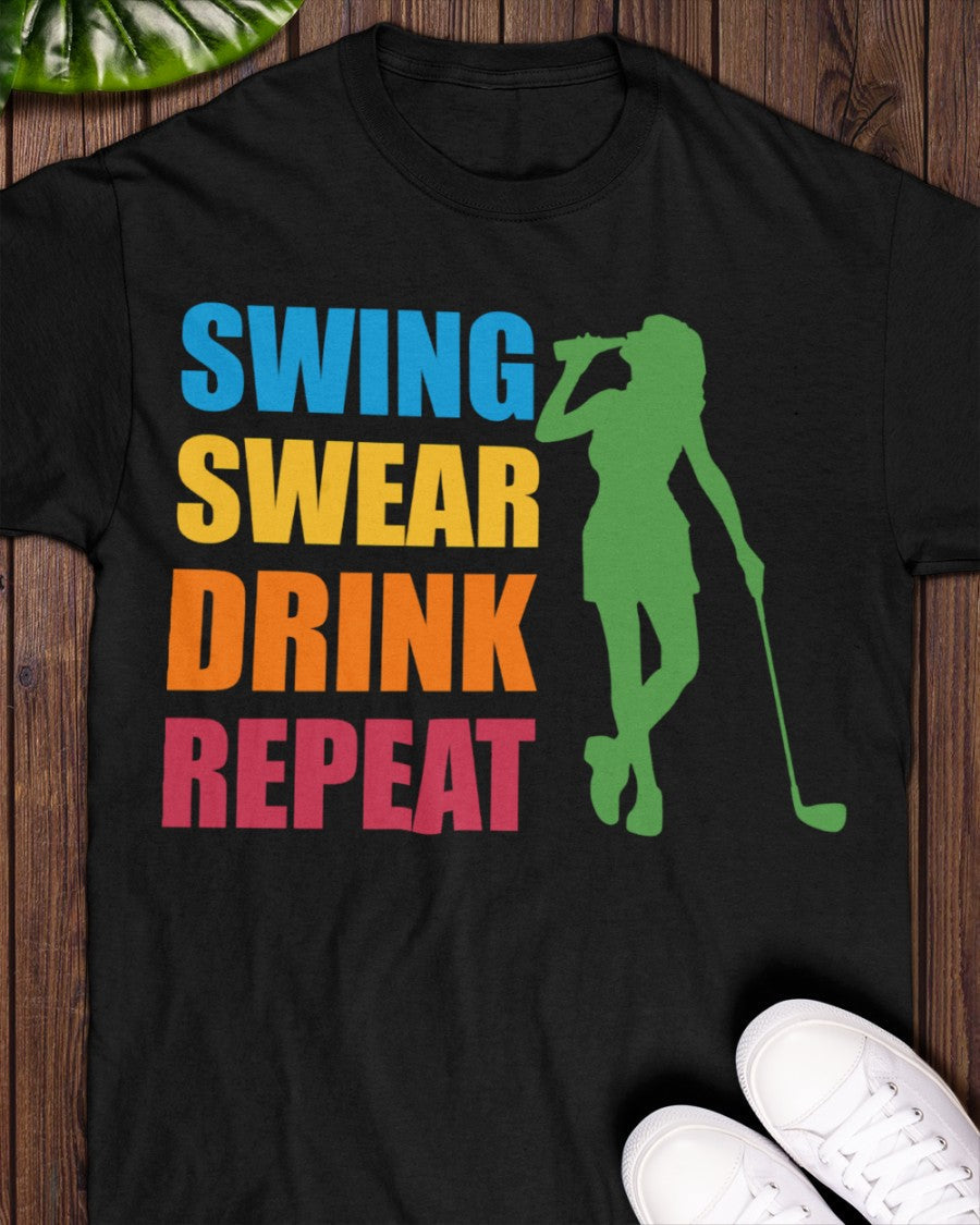 Swing Swear Drink Repeat Womens Golf Polo ShirtWomens Golf Gifts