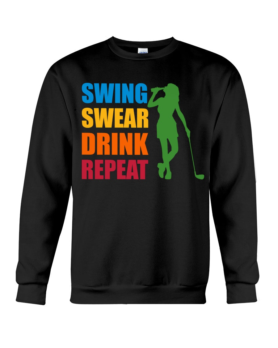 Swing Swear Drink Repeat Womens Golf Polo ShirtWomens Golf Gifts