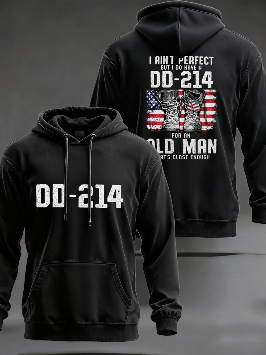 America 250 Polo Shirtn Men's I Ain`t Perfect But I Do Have DD-214 Veterans Casual Pocket Hoodie 4th Of July Shirt