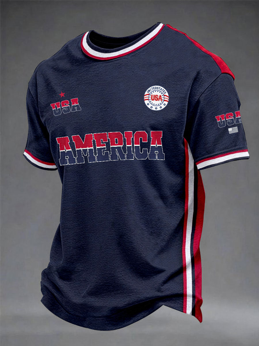 Patriotic America 250 Golf Shirt Men's American Flag Casual T-Shirts 4th Of July Shirt