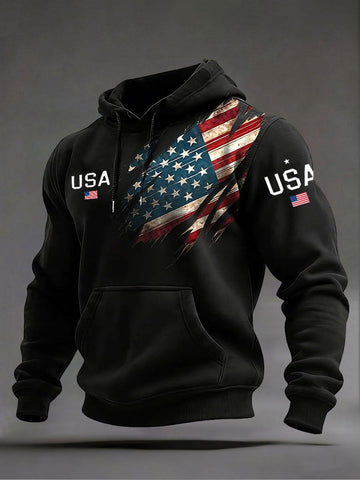 USA 250th Anniversary Patriotic Polo Men's American Flag Hoodies 4th Of July Shirt