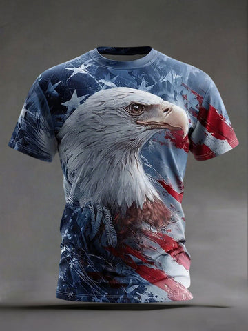 USA 250 Celebration Polo Shirtn's American Eagle Printed Casual T-Shirt 4th Of July Shirt