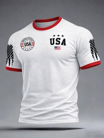 Red White Blue America 250 Shirt Men's USA Flag T-Shirts 4th Of July Shirt