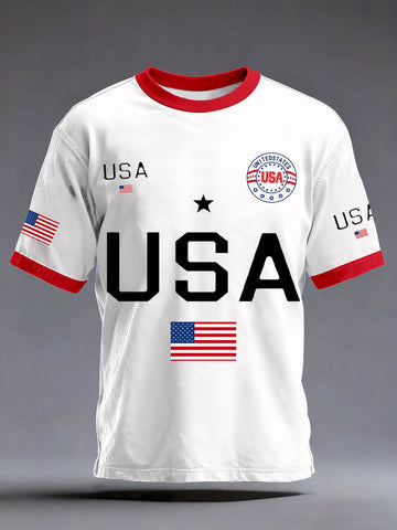America 250 Patriotic Shirt Men's USA Flag T-Shirts 4th Of July Shirt