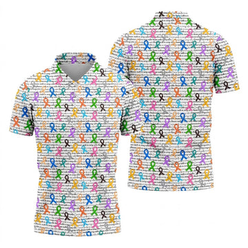 Cancer Sucks In Every Color Cancer Survivor Shirt, Colorful Ribbon Cancer Awareness Shirt, Polo Shirts For Men